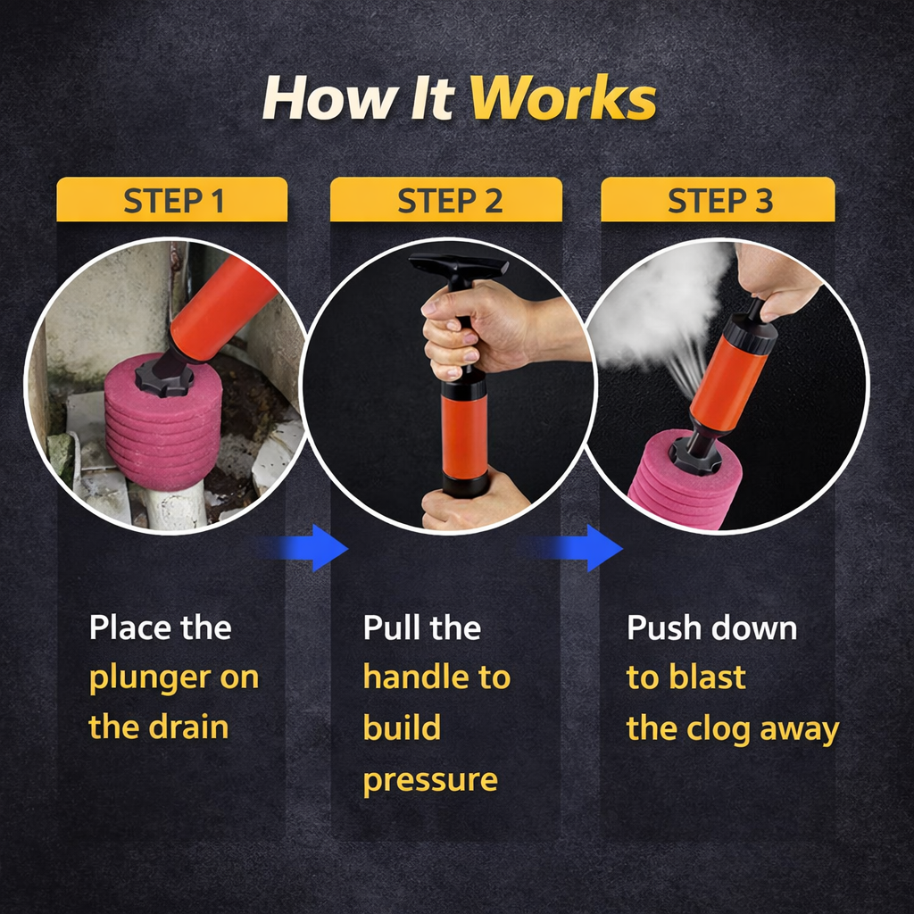 Sovimi™ High Pressure Drain Blaster – Powerful Toilet & Sink Unclogging Tool